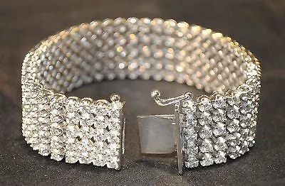 Antique Style Designer 11 Carat 5-Row Diamond Bracelet in 14K White Gold - $50K VALUE