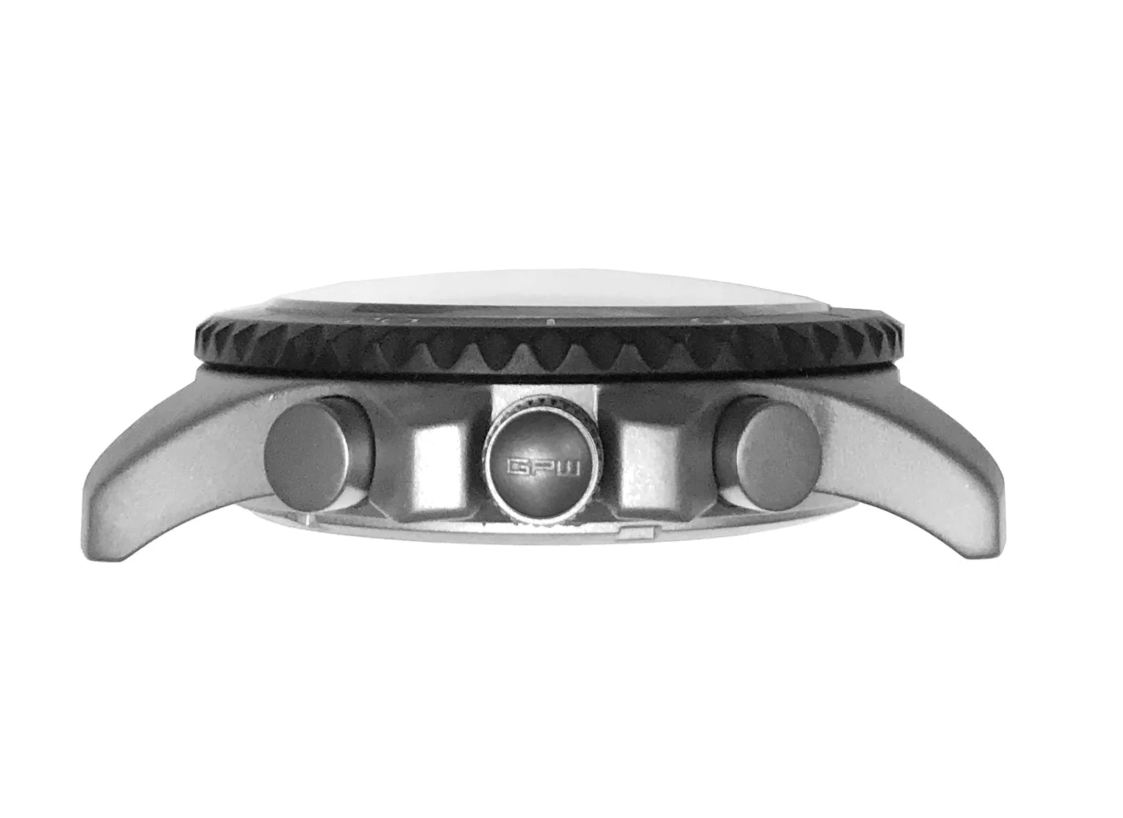 German Military Titanium Chronograph. GPW Mission Chrono. Big Date. 10 BAR W/R. Sapphire Crystal. Black Leatherstrap.