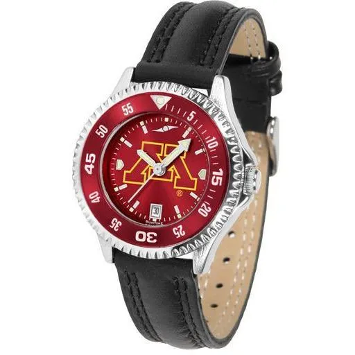 Minnesota Gophers Ladies Competitor Ano Poly/Leather Band Watch w/ Colored Bezel